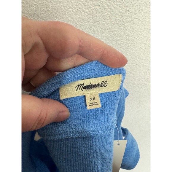 Madewell XS Cutout Knot Front Cropped Tank Top Oasis Blue Sweetheart Neckline - Picture 9 of 11